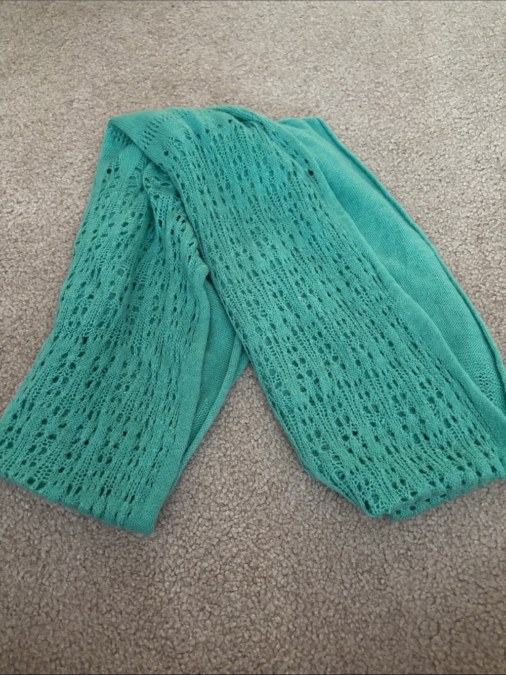 Green Teal Open-Knit Women’s Sweater Scarf